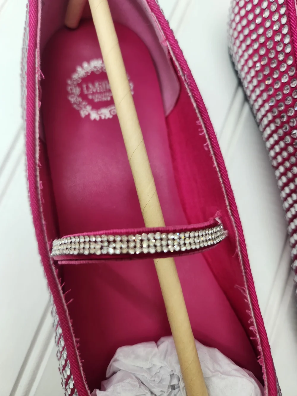Miller Mercedes Rhinestone- Embellished Big Girl's Ballet Flats In Fuchsi Size 5